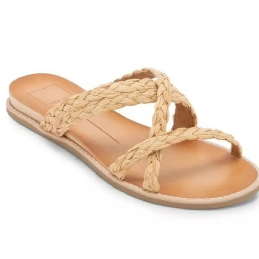 DOLCE VITA Nebi Woven Raffia Slide Braided Strap Sandal - Picture 1 of 8